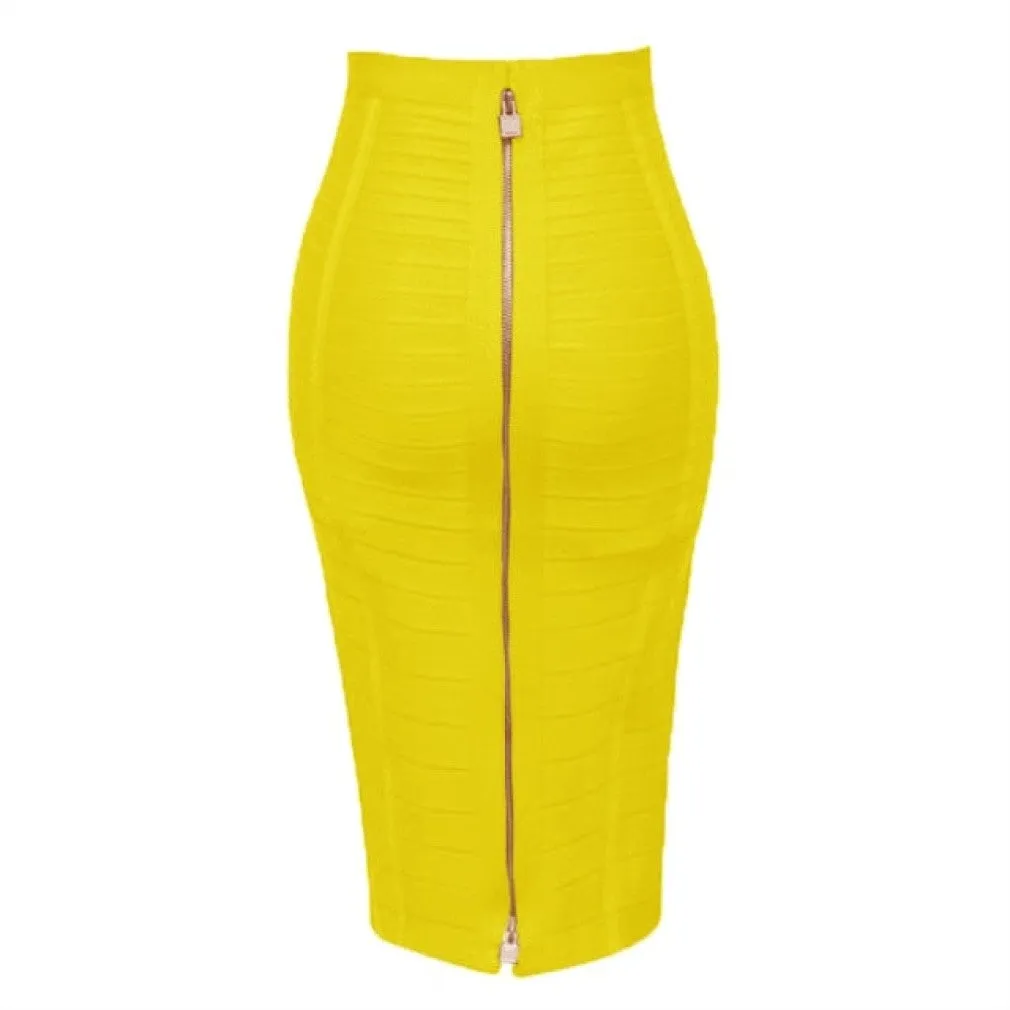 ContiNent 33 XL XXL 16 Colors Sexy Solid Zipper Orange Blue Black Red White Pink Bandage Skirt Women Elastic Bodycon Summer Pencil Skirt 58cm