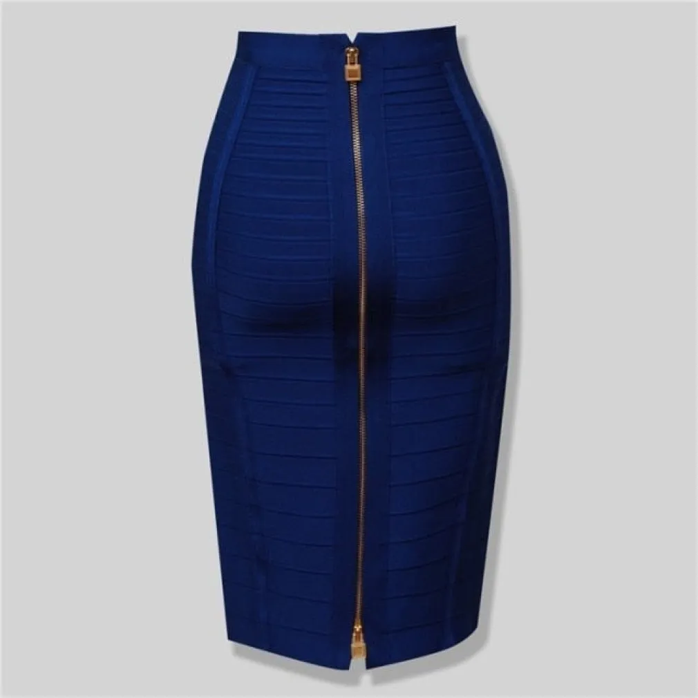 ContiNent 33 XL XXL 16 Colors Sexy Solid Zipper Orange Blue Black Red White Pink Bandage Skirt Women Elastic Bodycon Summer Pencil Skirt 58cm
