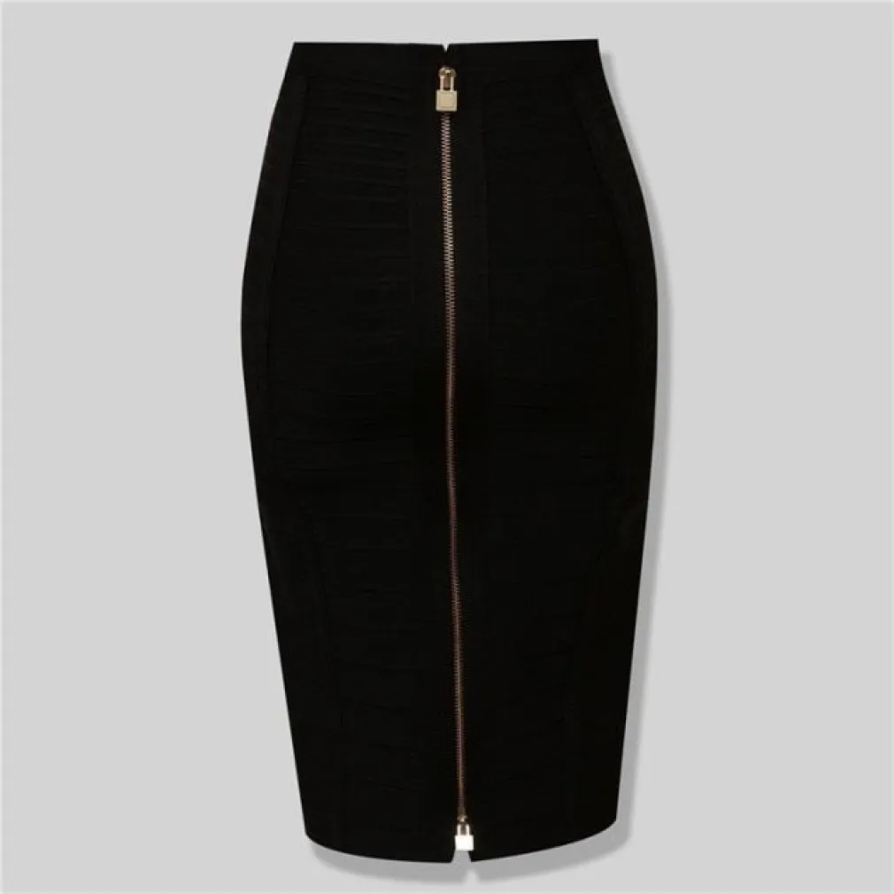 ContiNent 33 XL XXL 16 Colors Sexy Solid Zipper Orange Blue Black Red White Pink Bandage Skirt Women Elastic Bodycon Summer Pencil Skirt 58cm