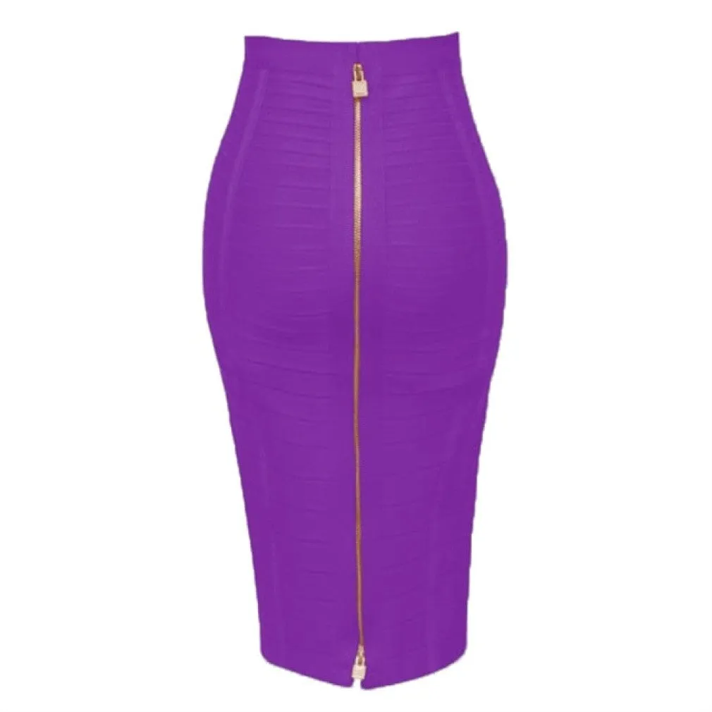 ContiNent 33 XL XXL 16 Colors Sexy Solid Zipper Orange Blue Black Red White Pink Bandage Skirt Women Elastic Bodycon Summer Pencil Skirt 58cm