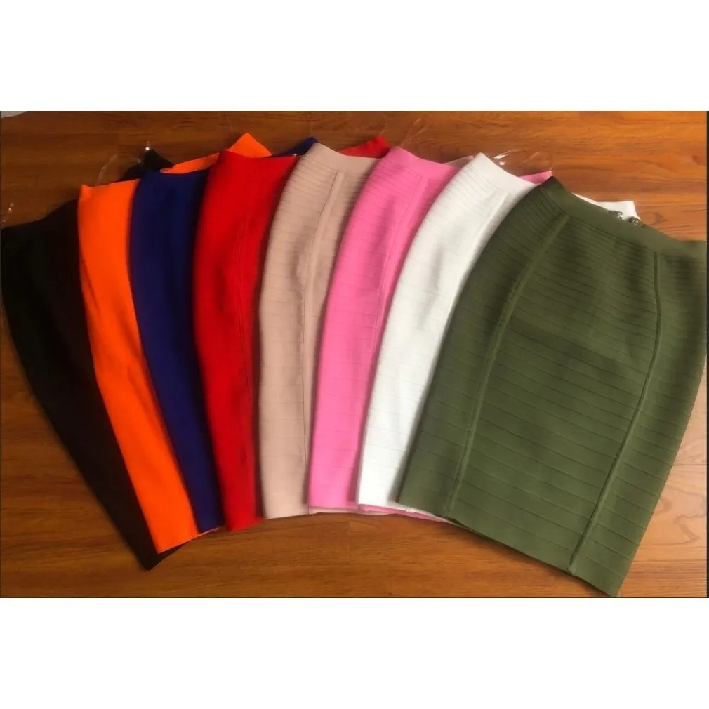 ContiNent 33 XL XXL 16 Colors Sexy Solid Zipper Orange Blue Black Red White Pink Bandage Skirt Women Elastic Bodycon Summer Pencil Skirt 58cm