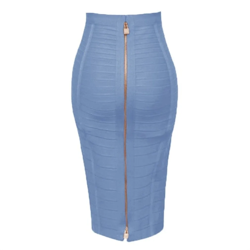 ContiNent 33 XL XXL 16 Colors Sexy Solid Zipper Orange Blue Black Red White Pink Bandage Skirt Women Elastic Bodycon Summer Pencil Skirt 58cm