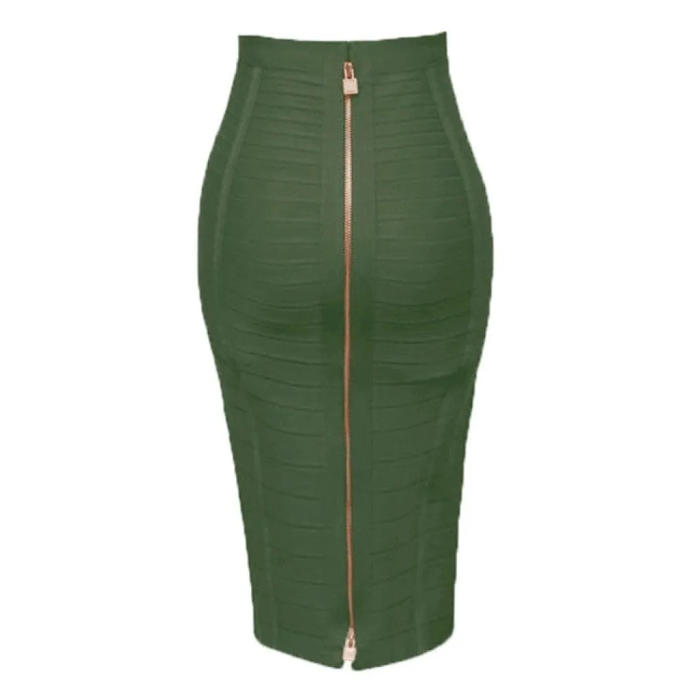 ContiNent 33 XL XXL 16 Colors Sexy Solid Zipper Orange Blue Black Red White Pink Bandage Skirt Women Elastic Bodycon Summer Pencil Skirt 58cm
