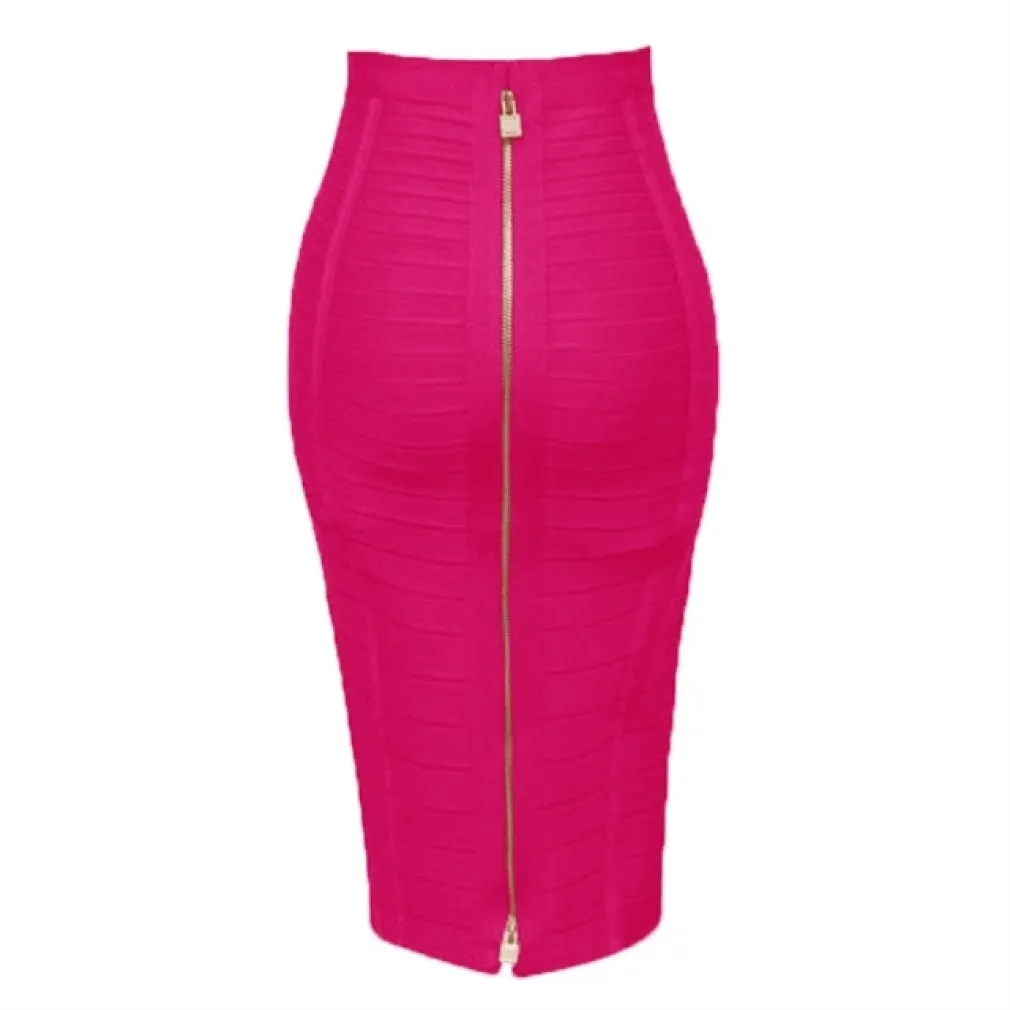 ContiNent 33 XL XXL 16 Colors Sexy Solid Zipper Orange Blue Black Red White Pink Bandage Skirt Women Elastic Bodycon Summer Pencil Skirt 58cm