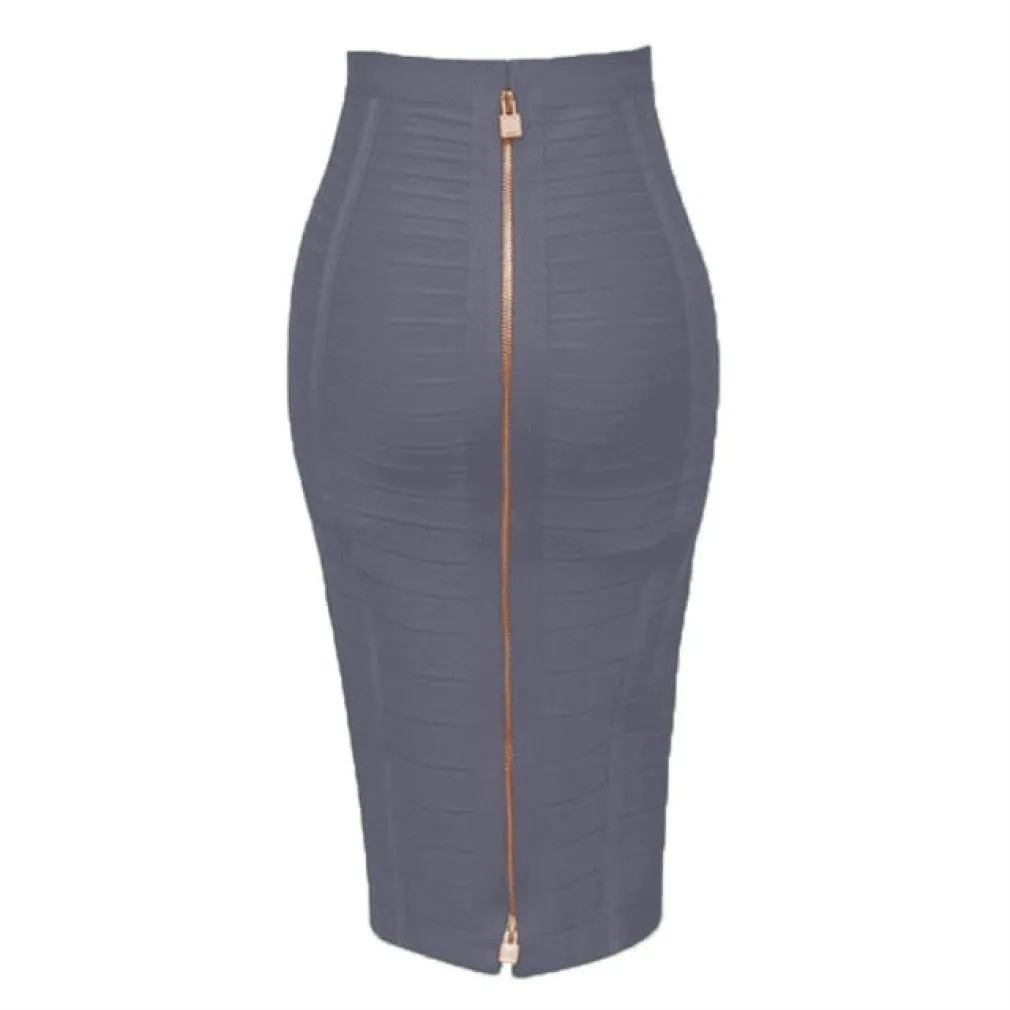 ContiNent 33 XL XXL 16 Colors Sexy Solid Zipper Orange Blue Black Red White Pink Bandage Skirt Women Elastic Bodycon Summer Pencil Skirt 58cm