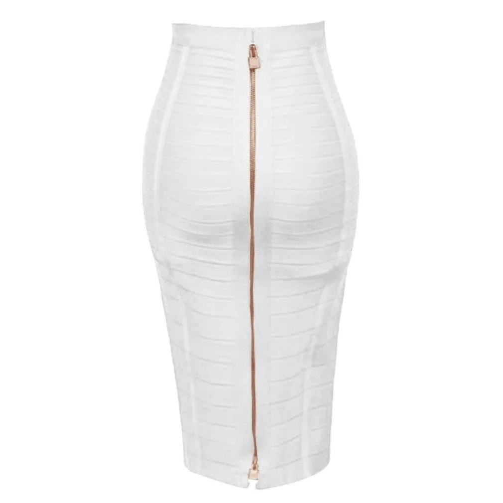 ContiNent 33 XL XXL 16 Colors Sexy Solid Zipper Orange Blue Black Red White Pink Bandage Skirt Women Elastic Bodycon Summer Pencil Skirt 58cm