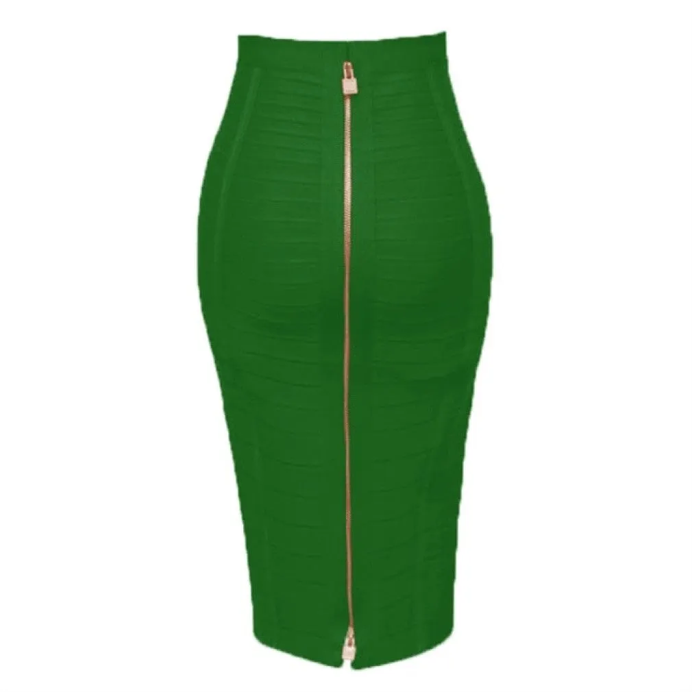 ContiNent 33 XL XXL 16 Colors Sexy Solid Zipper Orange Blue Black Red White Pink Bandage Skirt Women Elastic Bodycon Summer Pencil Skirt 58cm