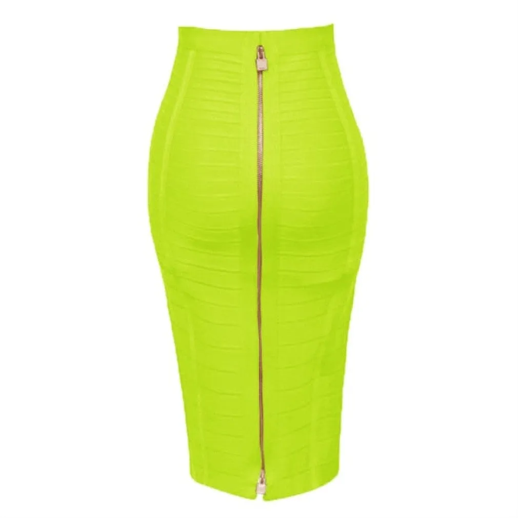 ContiNent 33 XL XXL 16 Colors Sexy Solid Zipper Orange Blue Black Red White Pink Bandage Skirt Women Elastic Bodycon Summer Pencil Skirt 58cm