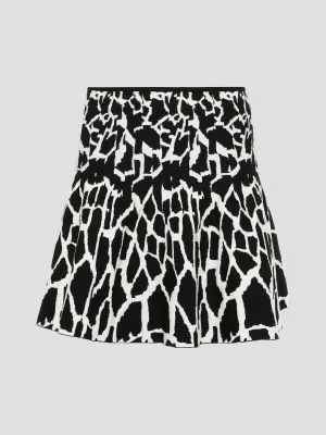 Contrast Print Flared Mini Skirt