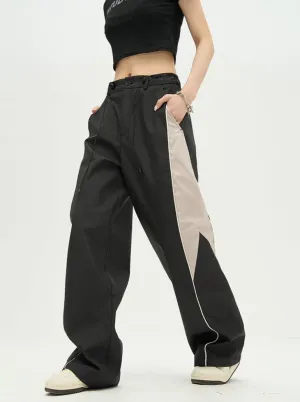 Contrast Wide Leg Track Pants