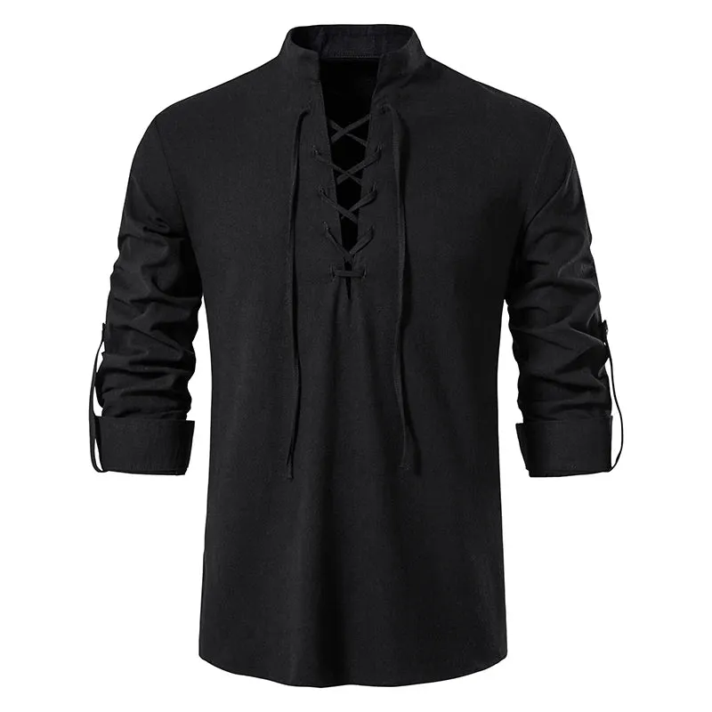 Cotton Linen Long Sleeve Casual Men's Vintage Shirt