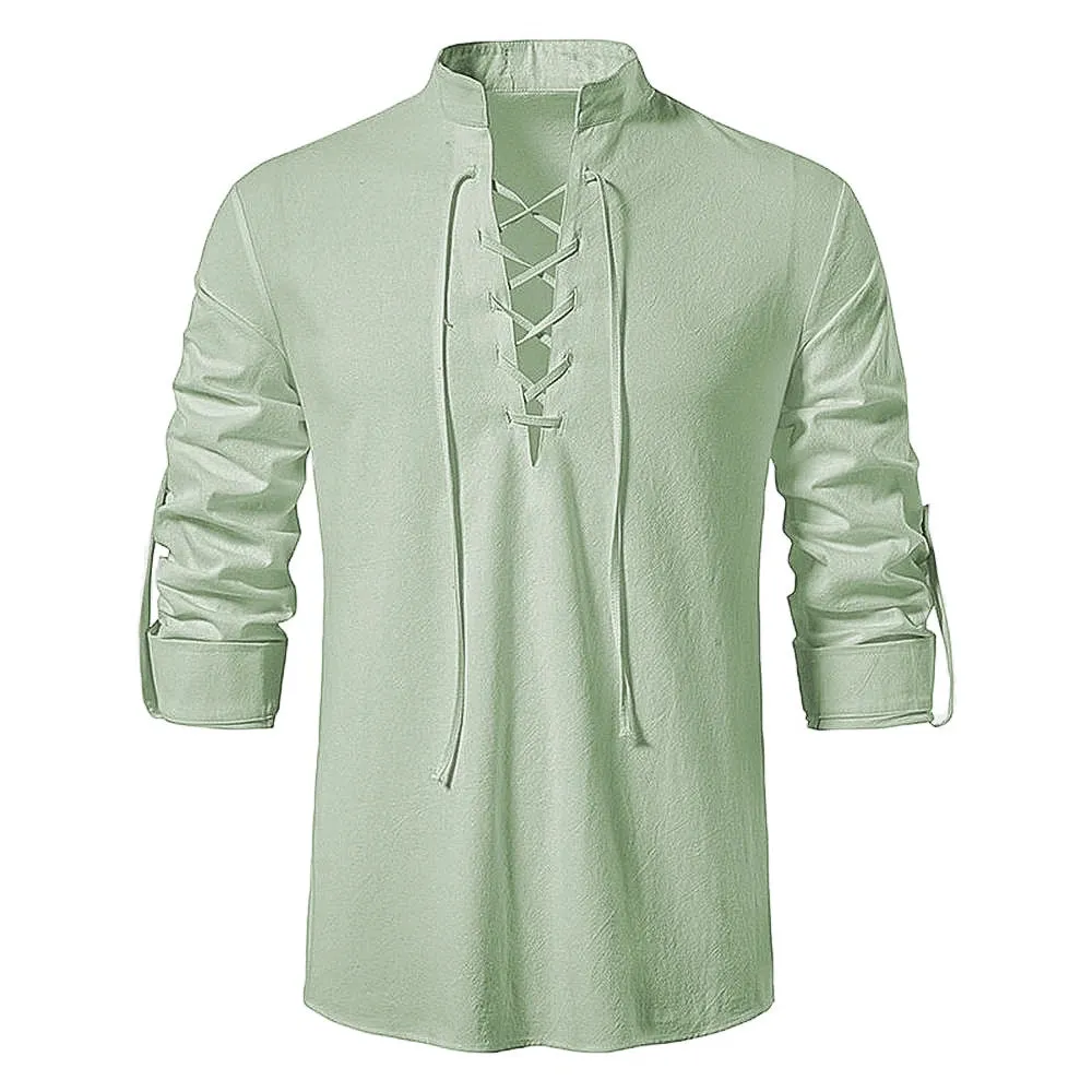 Cotton Linen Long Sleeve Casual Men's Vintage Shirt