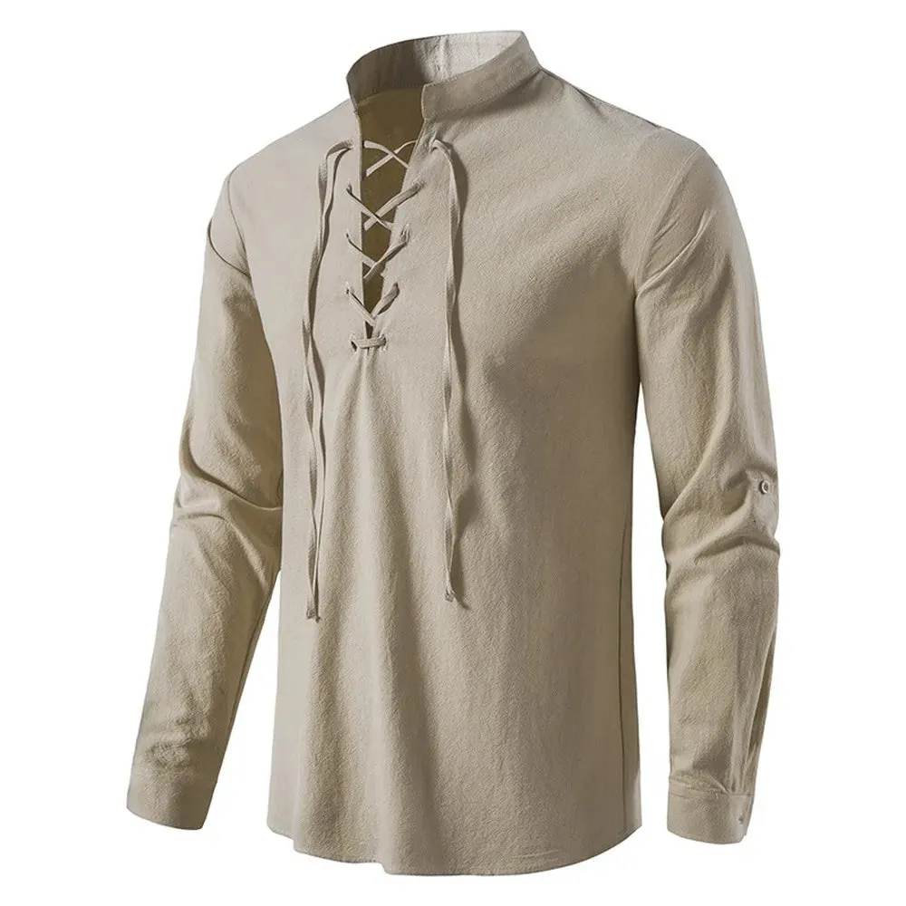 Cotton Linen Long Sleeve Casual Men's Vintage Shirt