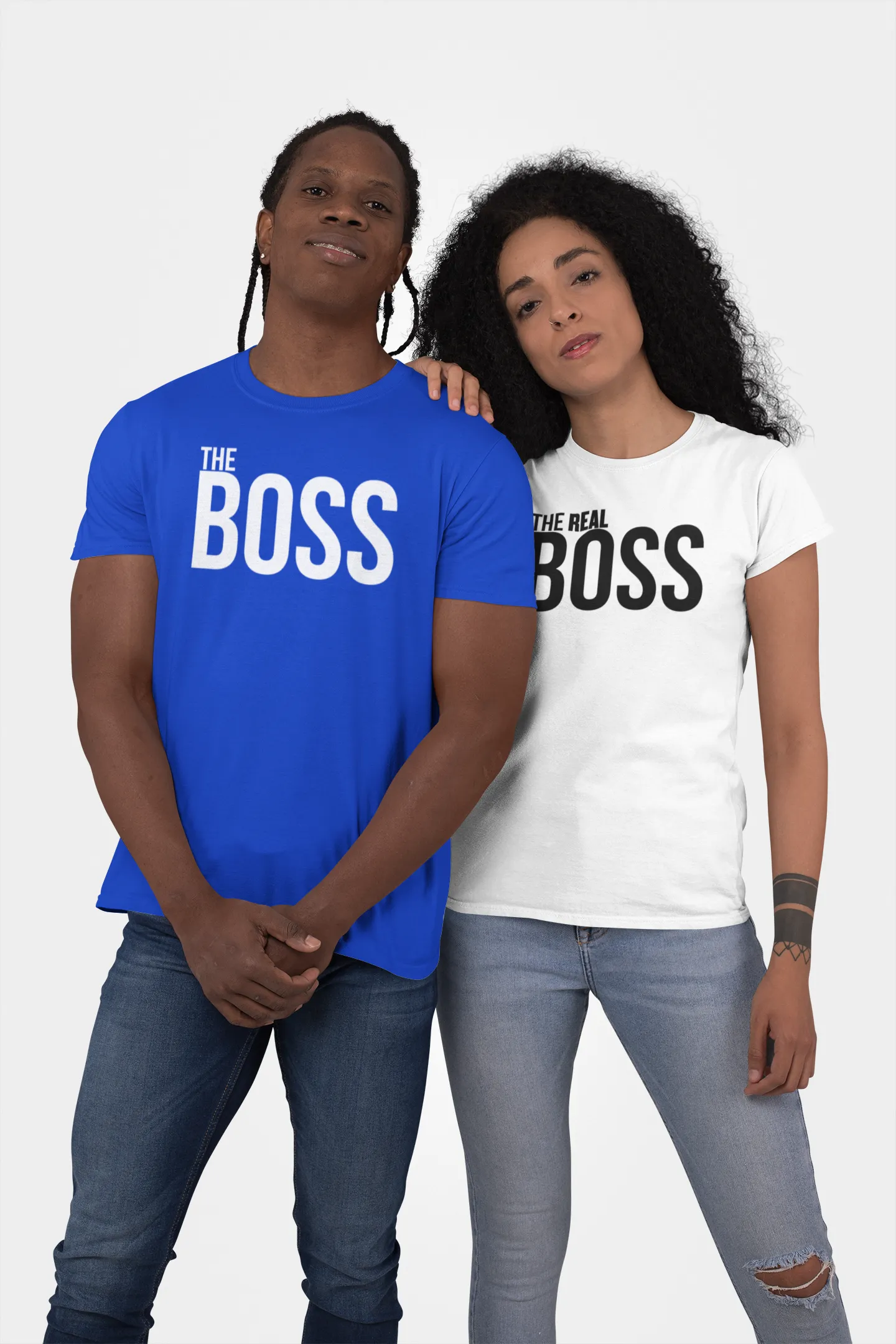 Couple Matching T-shirt, The Boss The Real Boss T-shirt, Valentine day tees.
