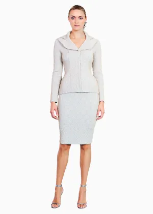 Courtney - Textured Pencil Skirt With Metallic Gold Trim