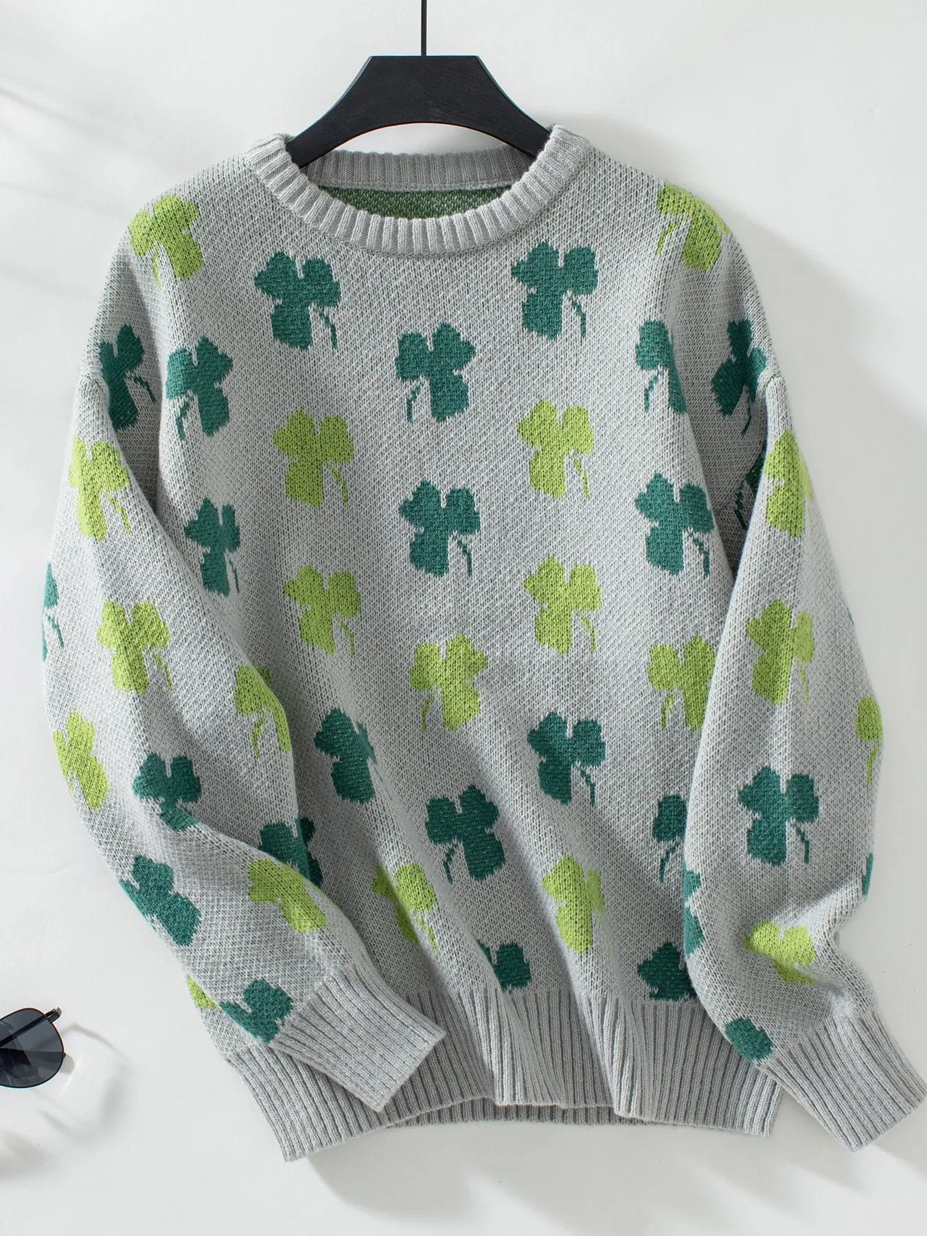 Cozy Jacquard Knit Jumper with Round Neck for Women