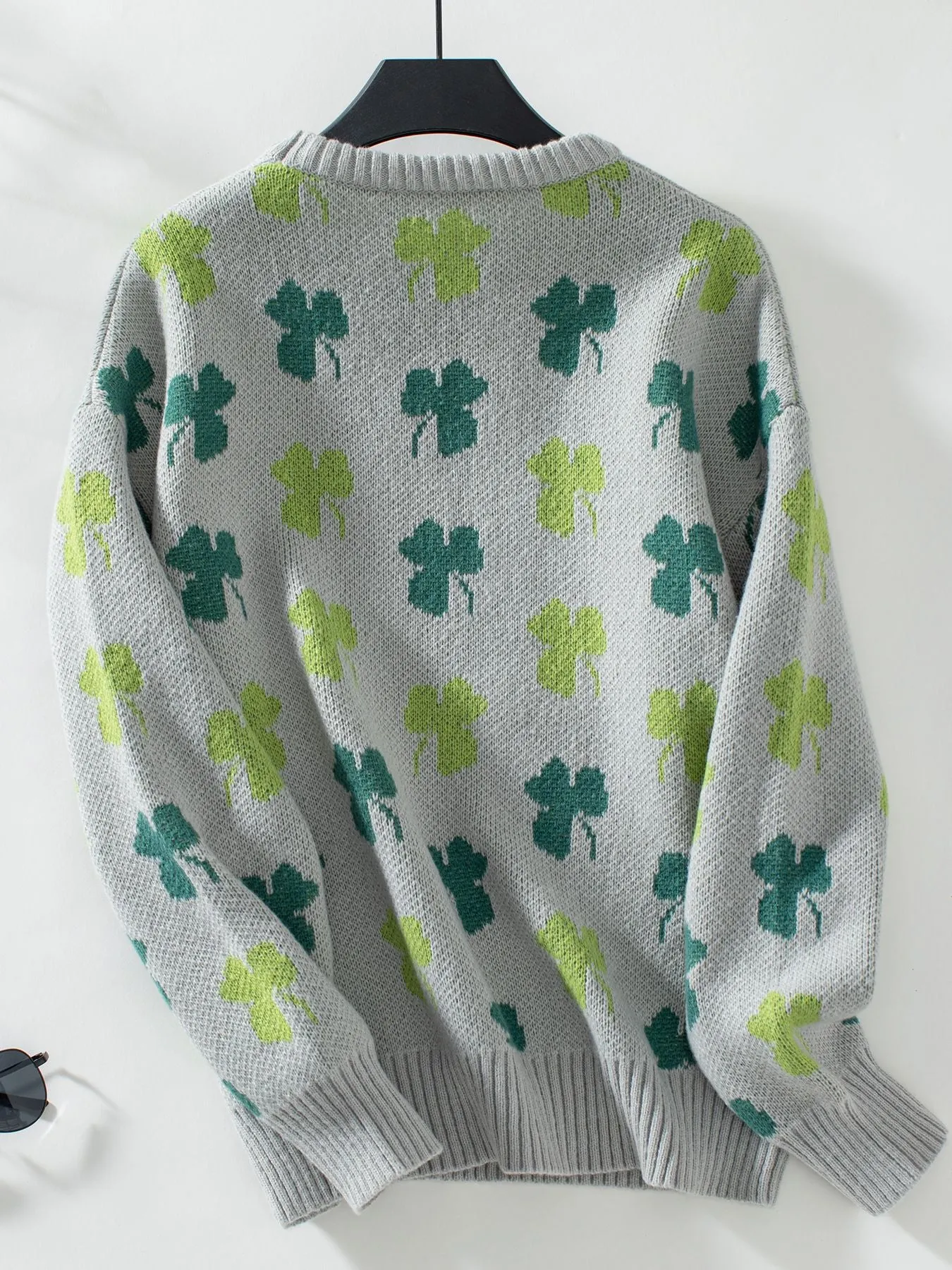 Cozy Jacquard Knit Jumper with Round Neck for Women