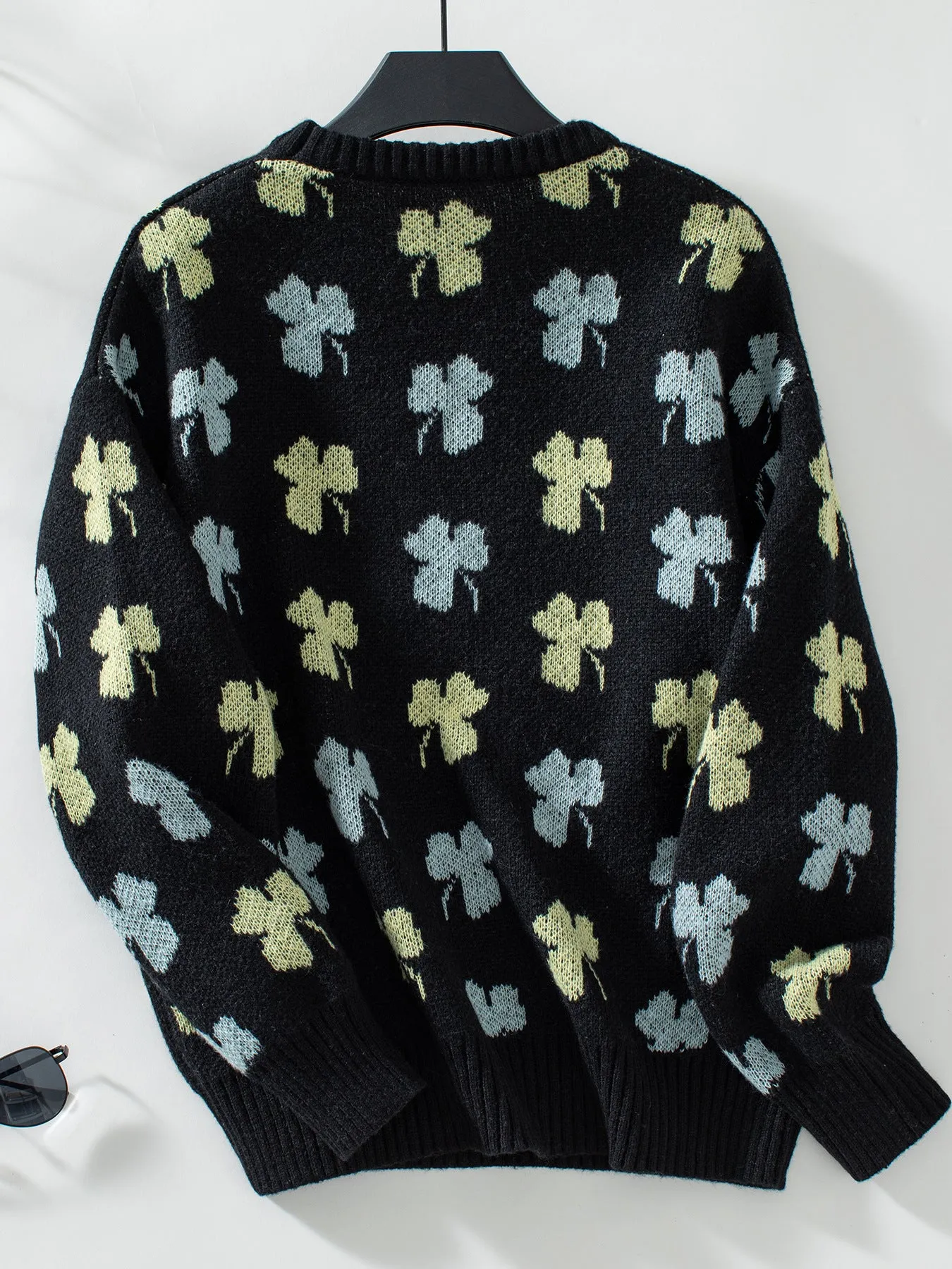 Cozy Jacquard Knit Jumper with Round Neck for Women