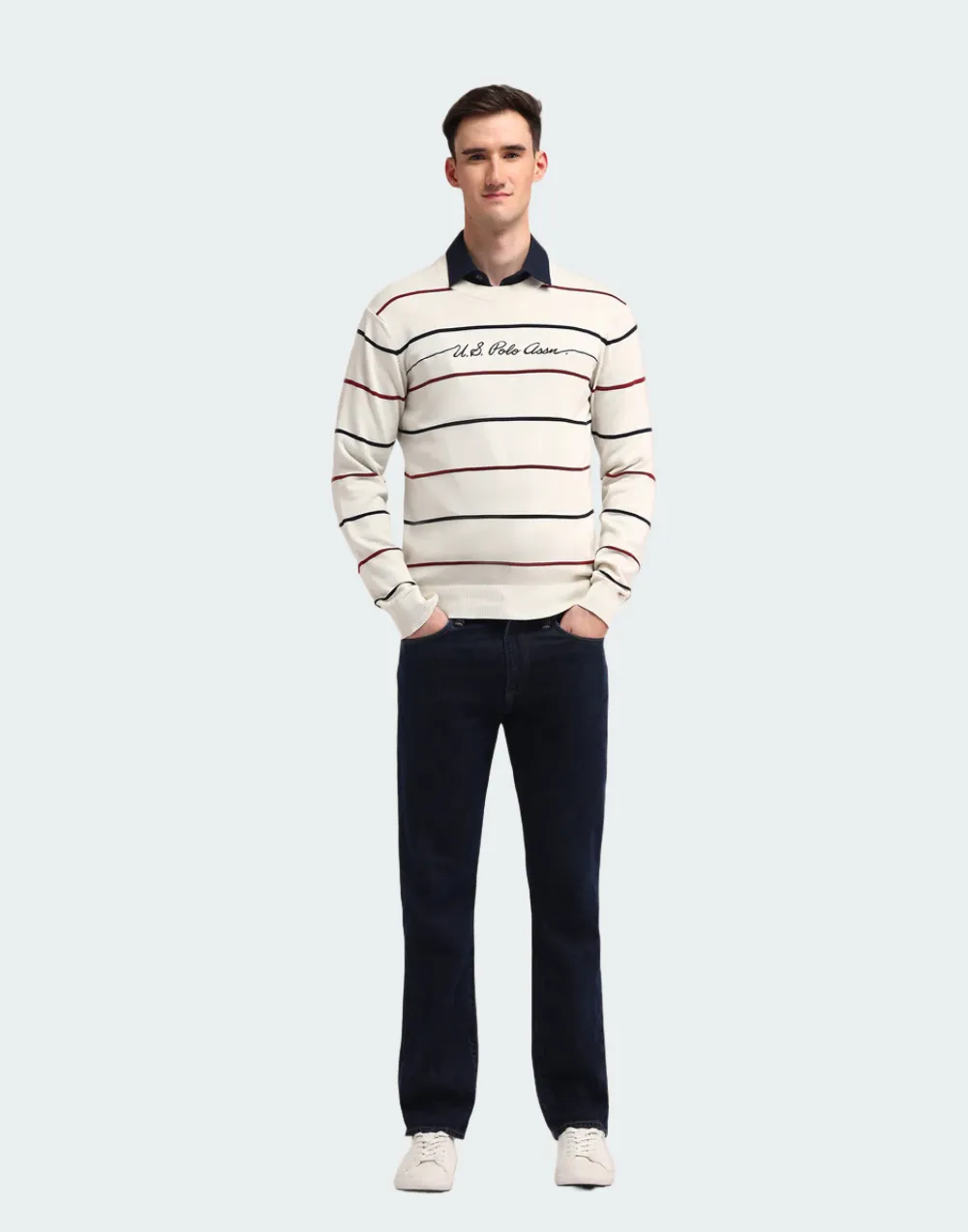 Crew Neck Horizontal Striped Sweater