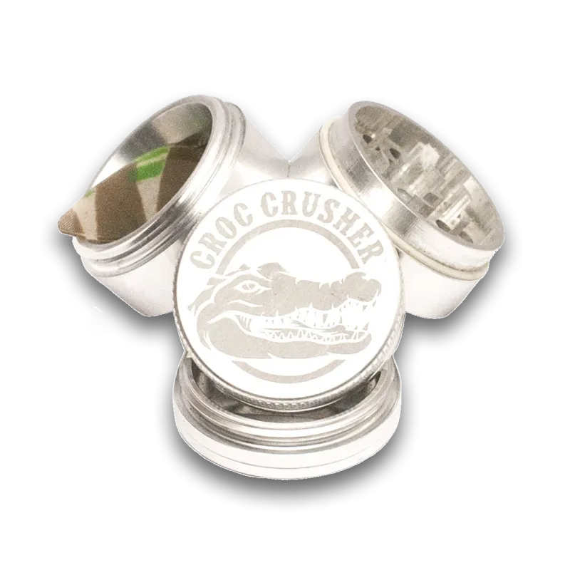 Croc Crusher - 1.5 Inch Herb Grinder (4 pc. Silver)