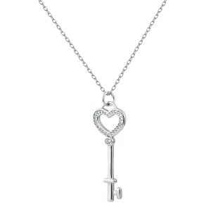 Crystal Pave Key To My Heart Chain Necklace