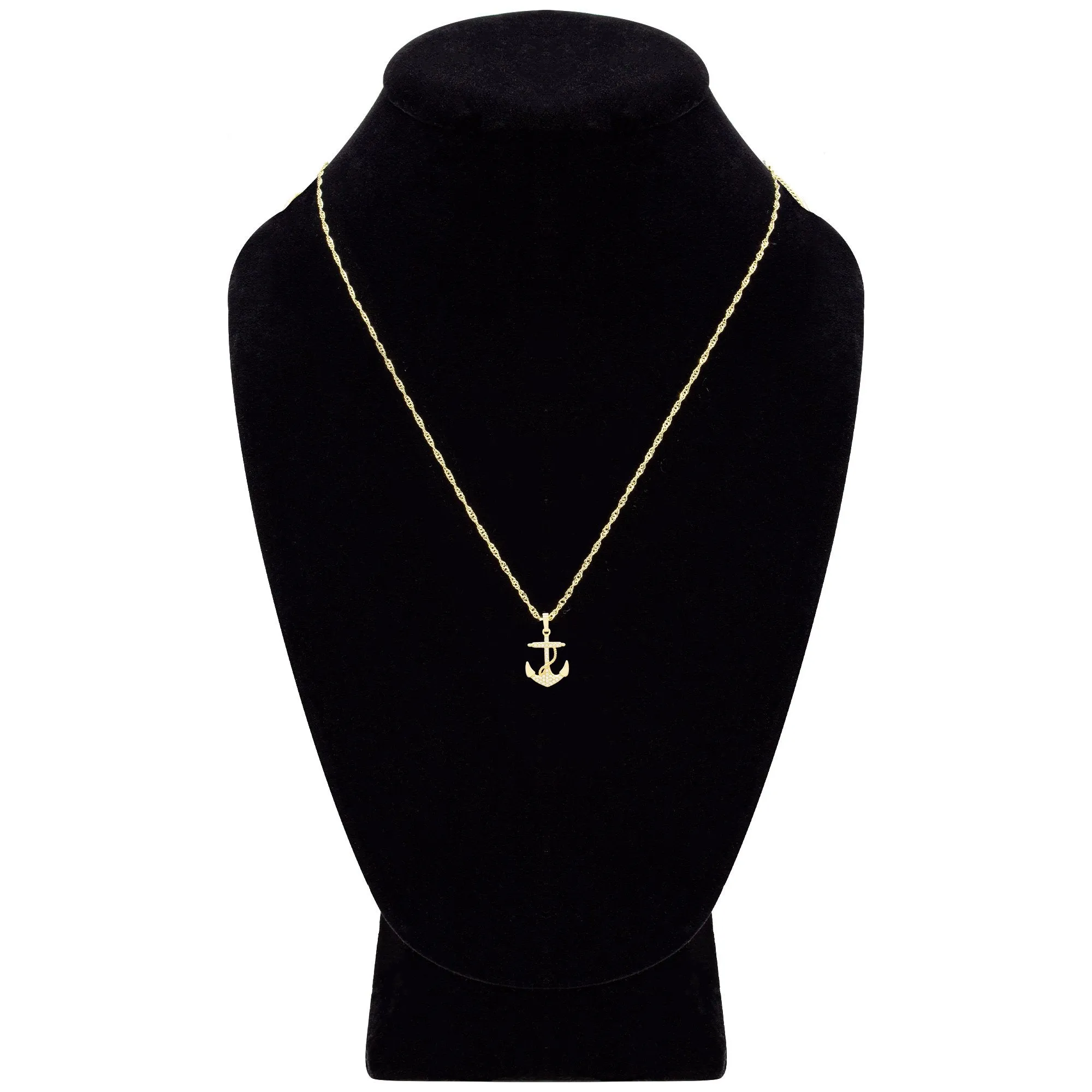 Cubic Zirconia Devil Anchor Pendant 14K Gold Filled Necklace Set