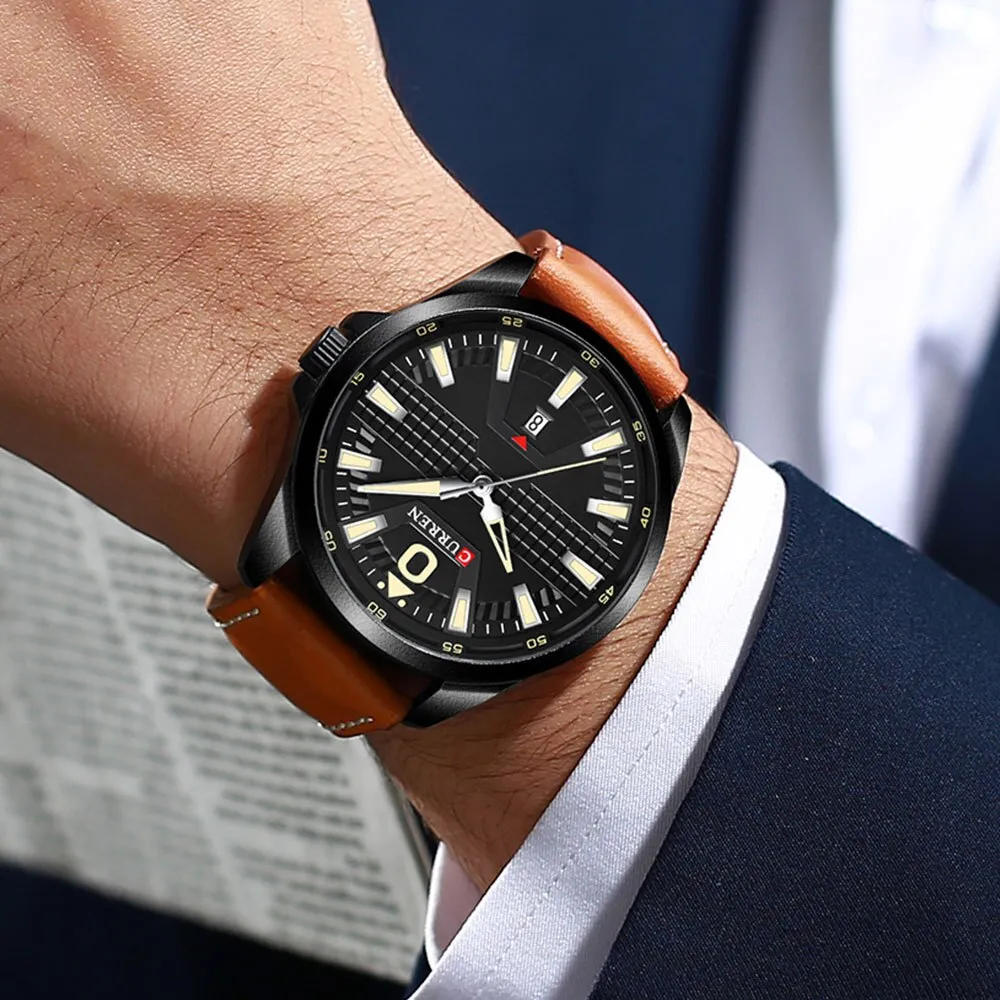 CURREN Brand New Fashion Watch Men Quartz Sport Wristwatch Classic Leather Waterproof Male Clock Luxury Mens Analog Watches