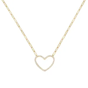 CZ Open Heart Link Necklace