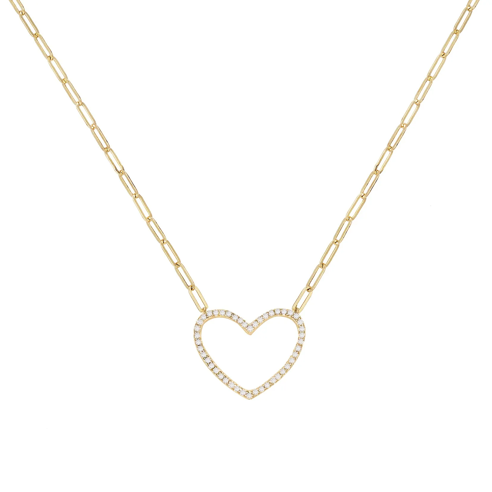 CZ Open Heart Link Necklace