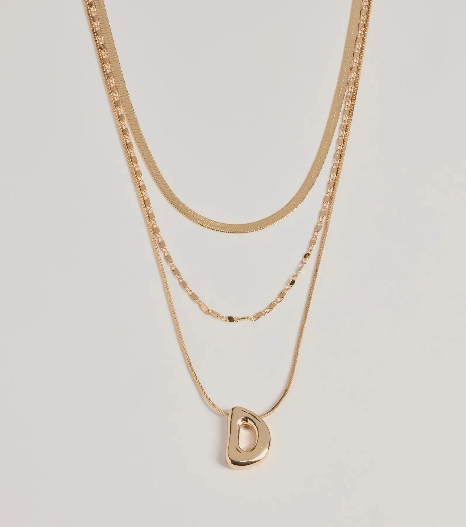 D Initial Layered Bubble Necklace