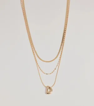 D Initial Layered Bubble Necklace