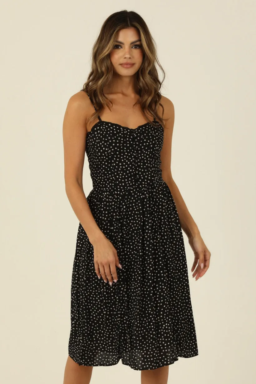 D128 LET'S POLKA MIDI DRESS