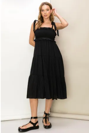 D129 RUFFLE TIER MIDI DRESS
