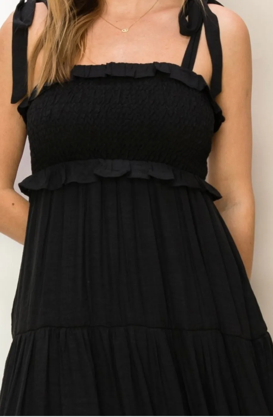 D129 RUFFLE TIER MIDI DRESS