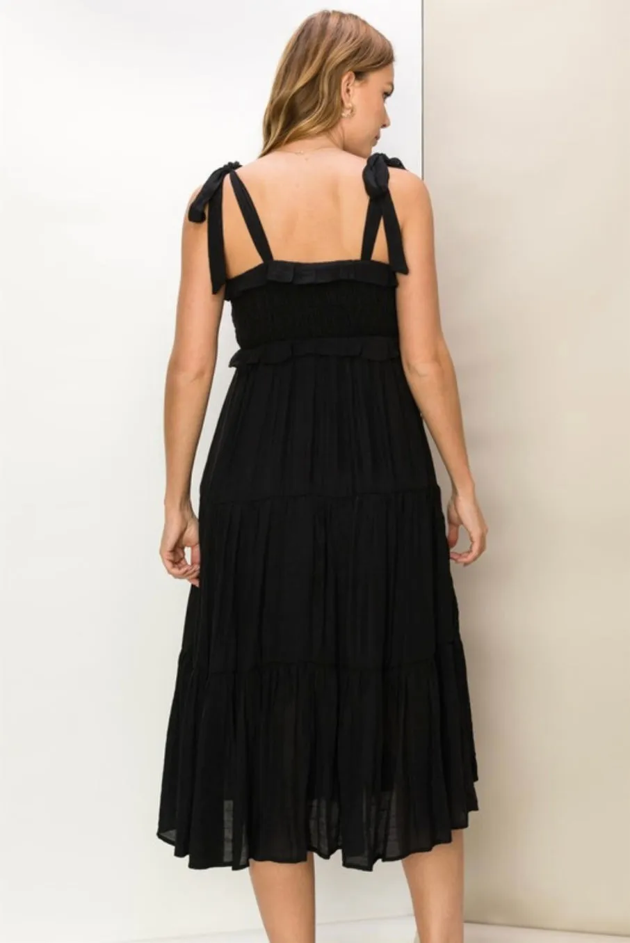 D129 RUFFLE TIER MIDI DRESS