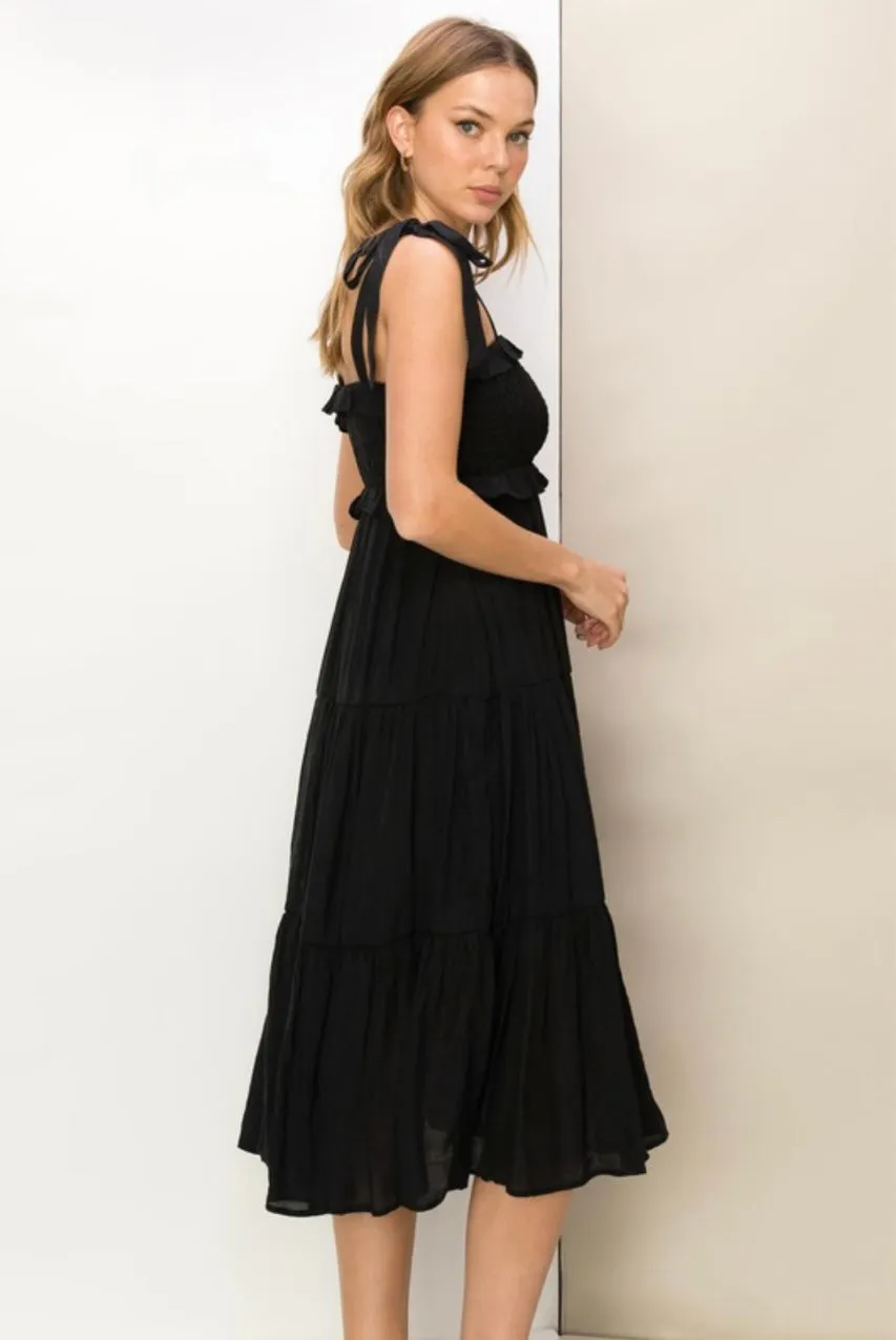 D129 RUFFLE TIER MIDI DRESS