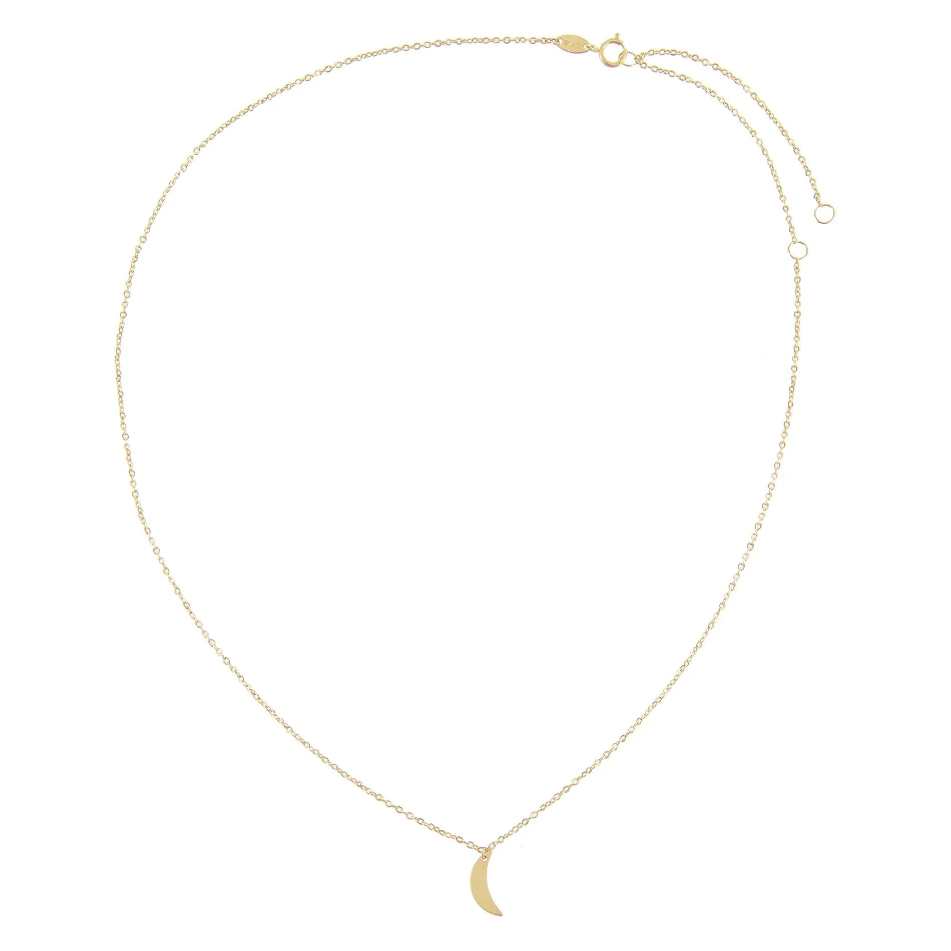 Dainty Solid Moon Necklace 14K