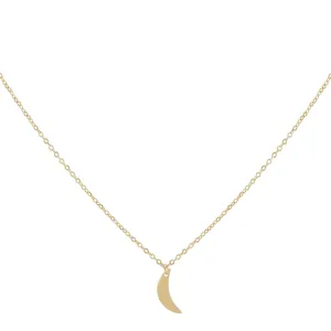 Dainty Solid Moon Necklace 14K