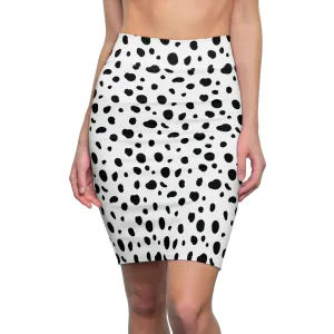 Dalmatian Print Womens Animal Print Pencil Skirt - Saiko Studio