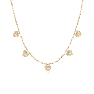 Dangling Dripping Scattered Hearts Necklace