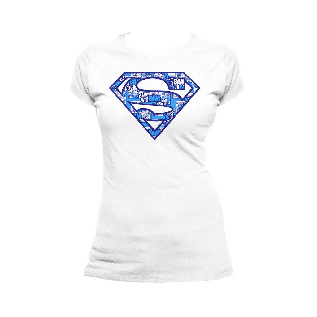 DC Comics Superman Logo Collage Official Women's T-shirt (White)
