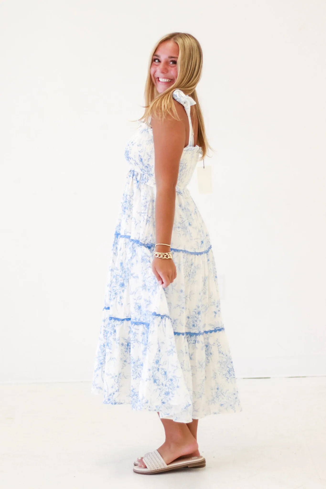 Delicate Days Blue Floral Midi Dress