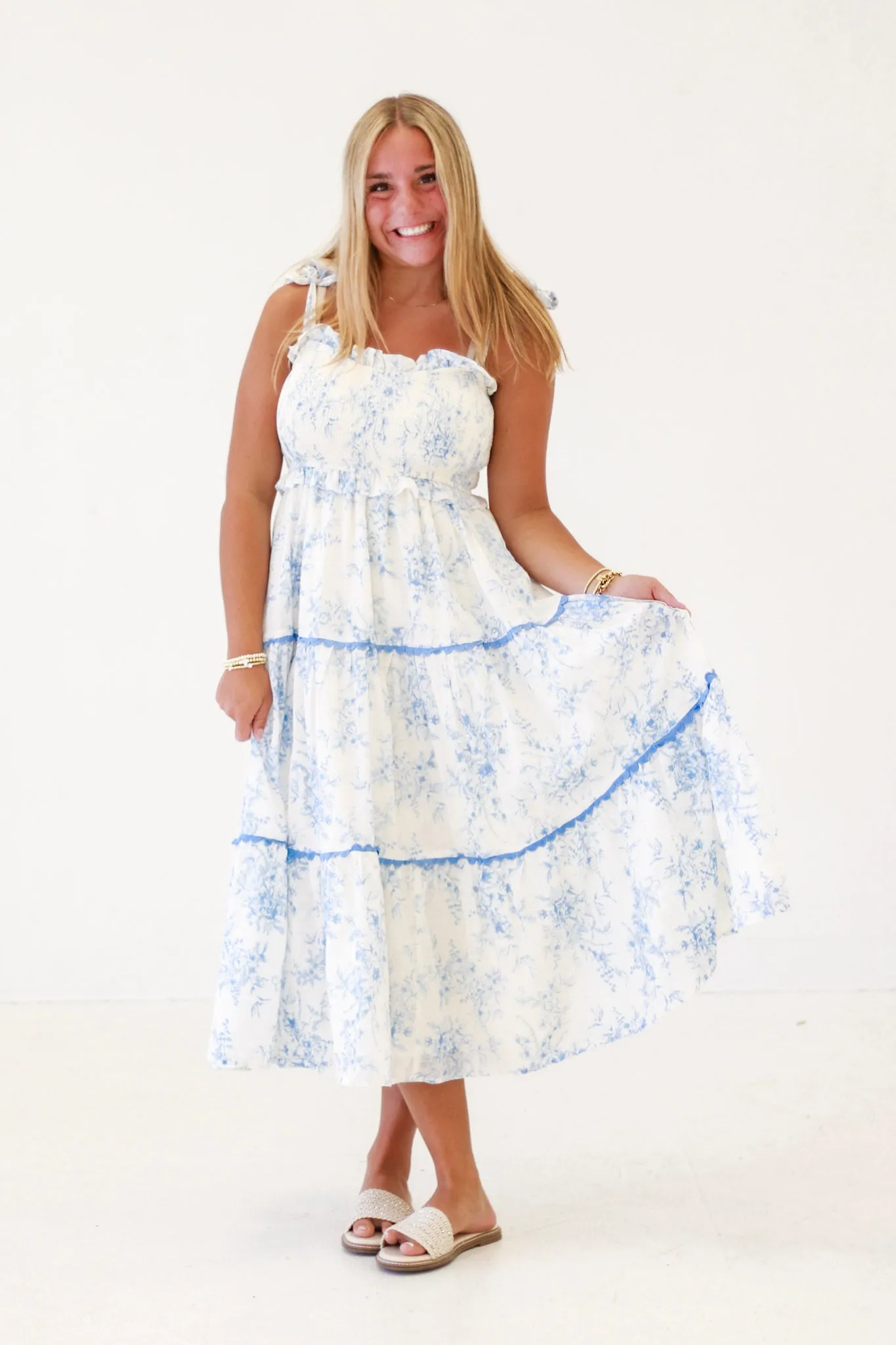 Delicate Days Blue Floral Midi Dress