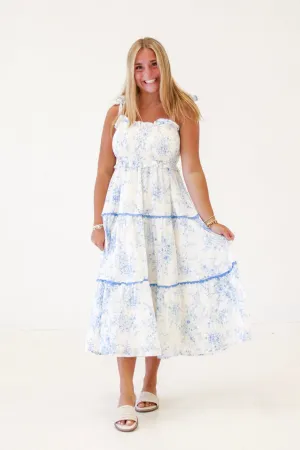 Delicate Days Blue Floral Midi Dress