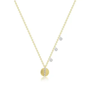 Delicate Diamond Disc Necklace with Off-centered Bezels