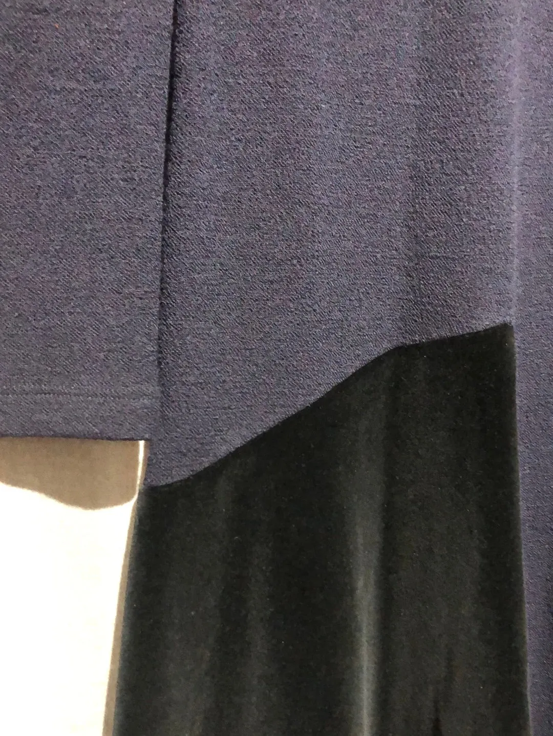 Derek Lam Navy Long Sleeve Dress with Velvet Bottom Flare