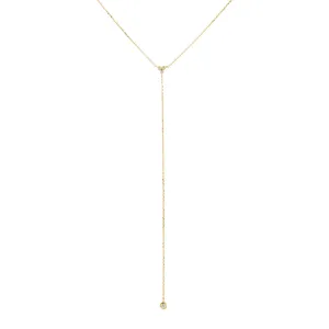 Diamond Cluster X Bezel Lariat 14K
