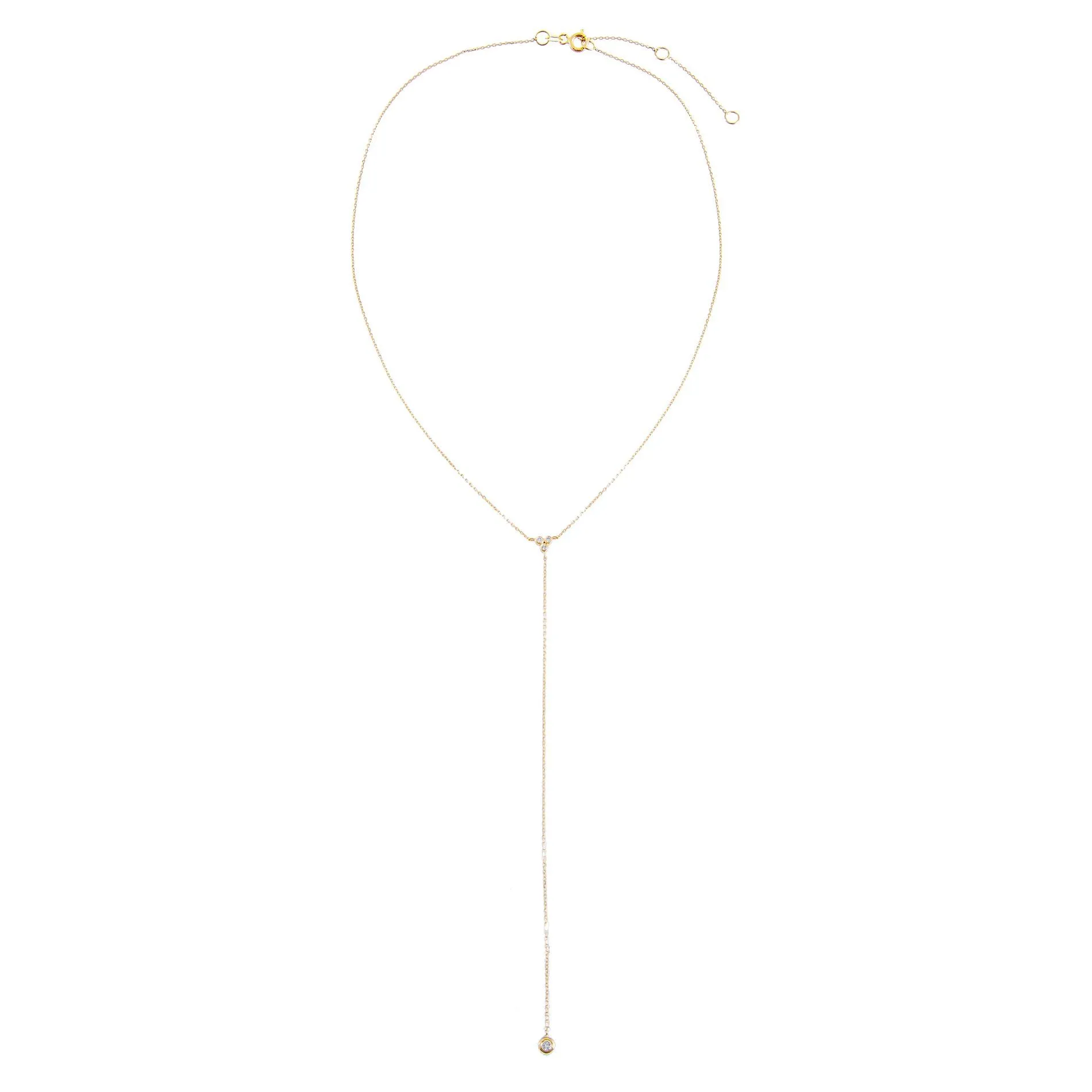 Diamond Cluster X Bezel Lariat 14K