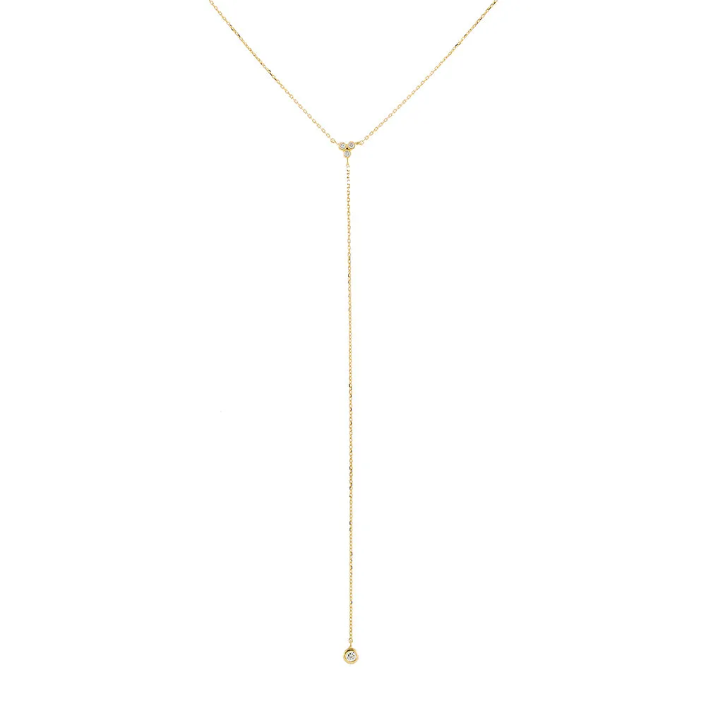 Diamond Cluster X Bezel Lariat 14K