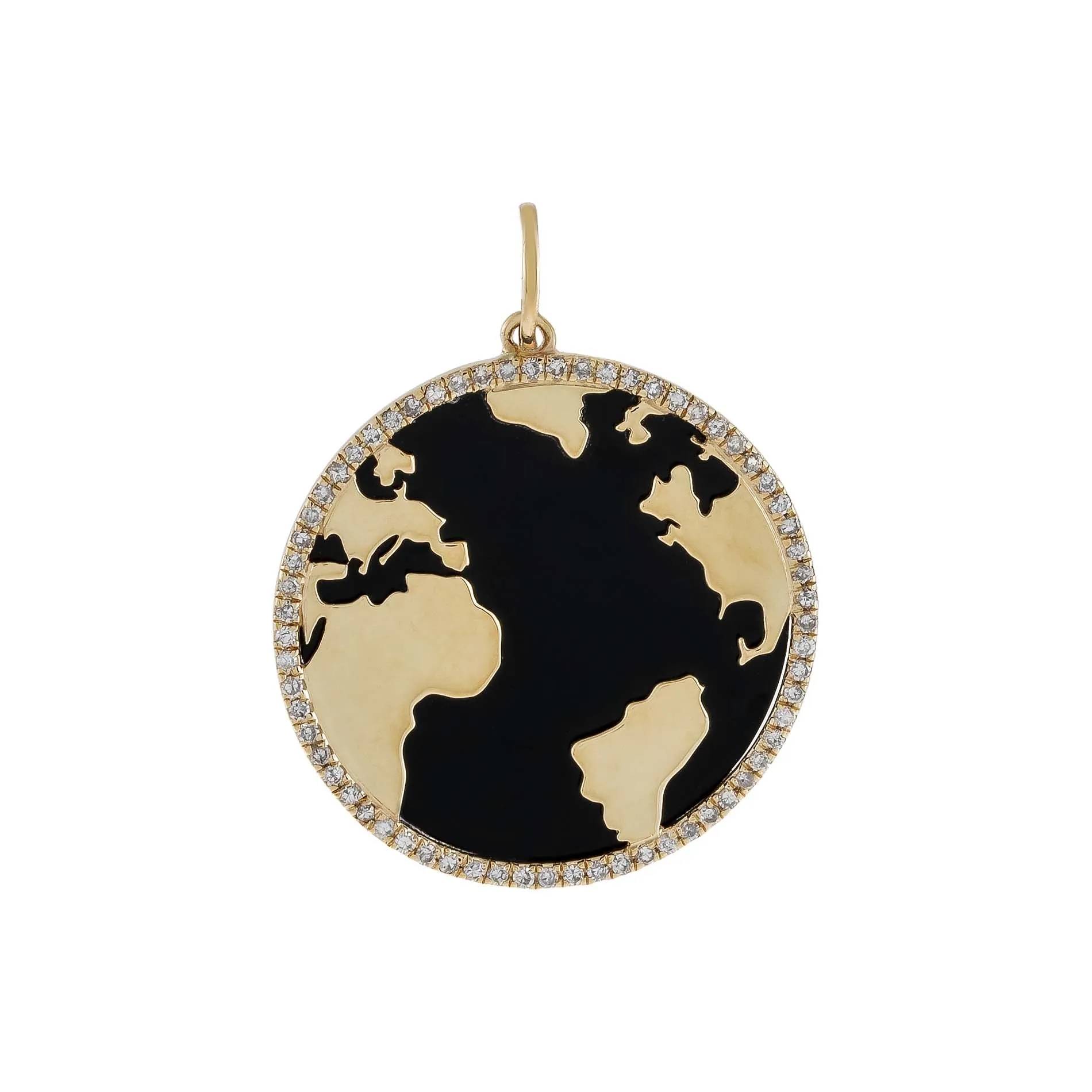 Diamond Onyx Globe Charm 14K